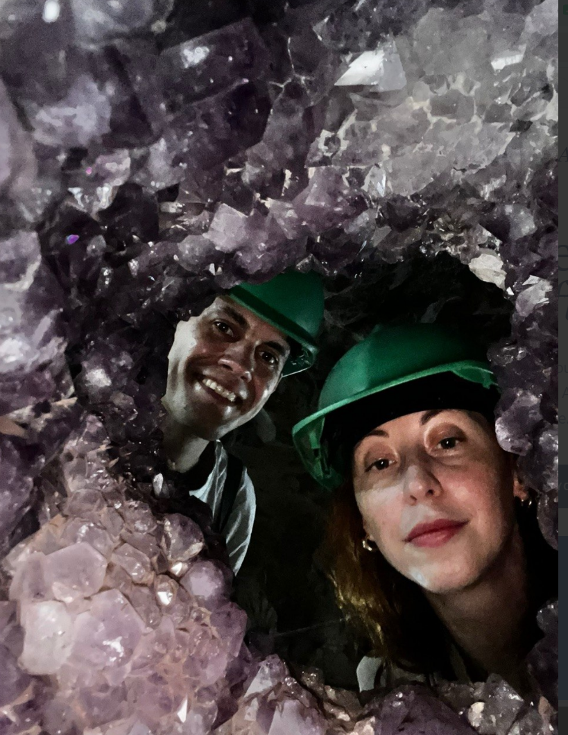 Inside an amethyst cave at the Wanda mines