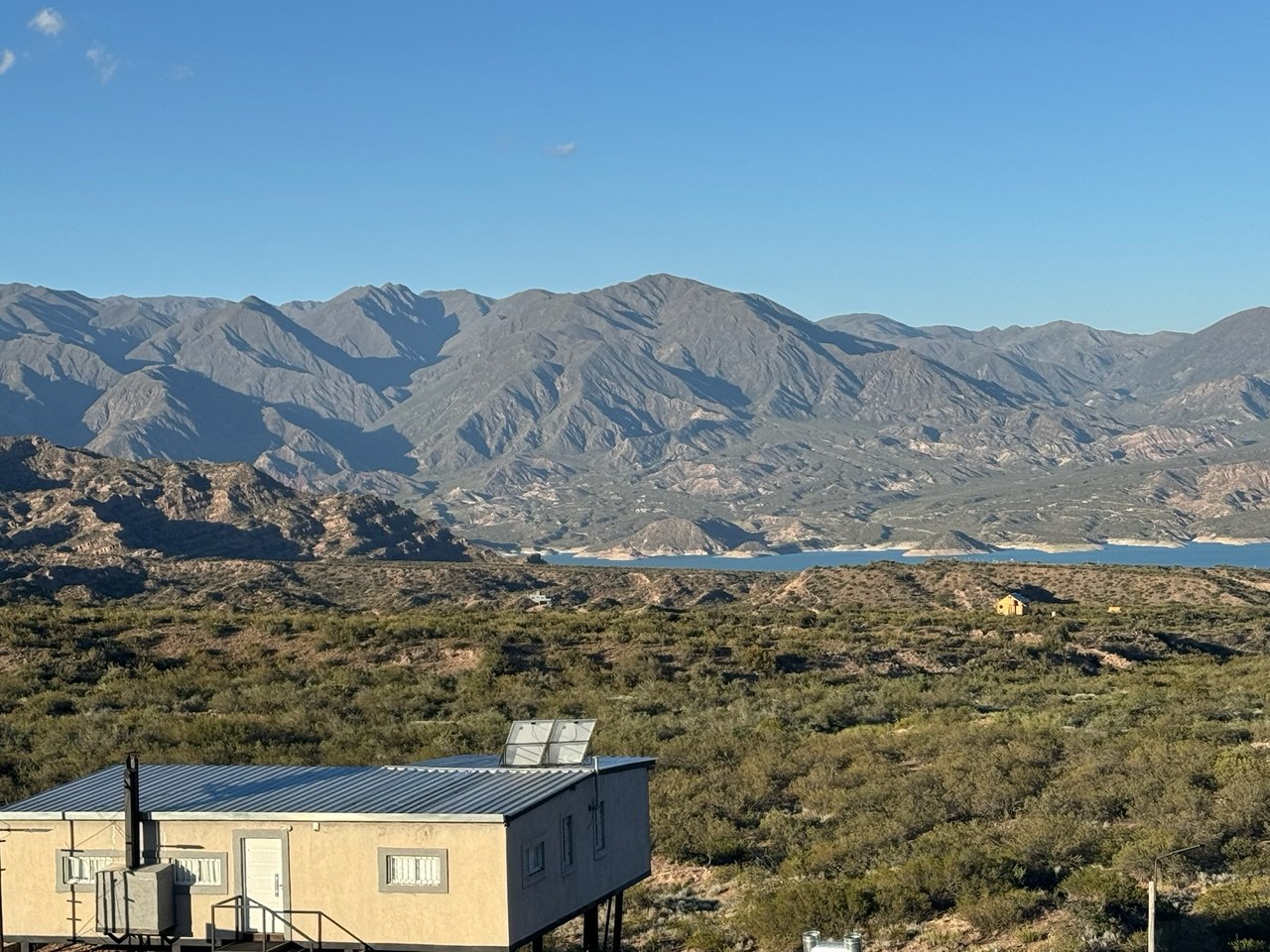 Andes and Potrerillos reservoir from the lodge