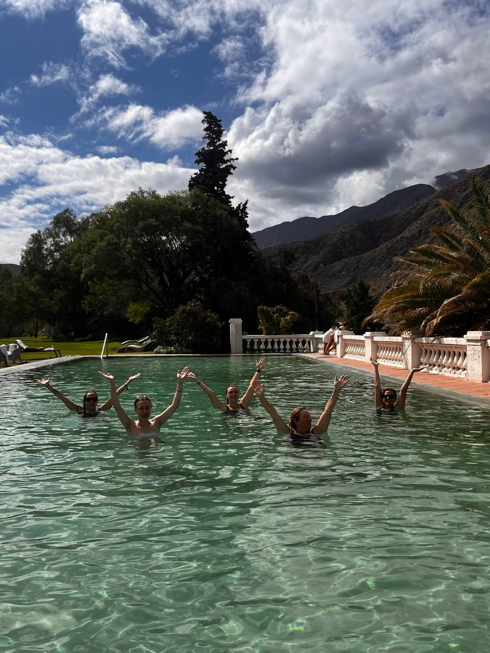 Thermal pool at Termas Cacheuta with Andes views