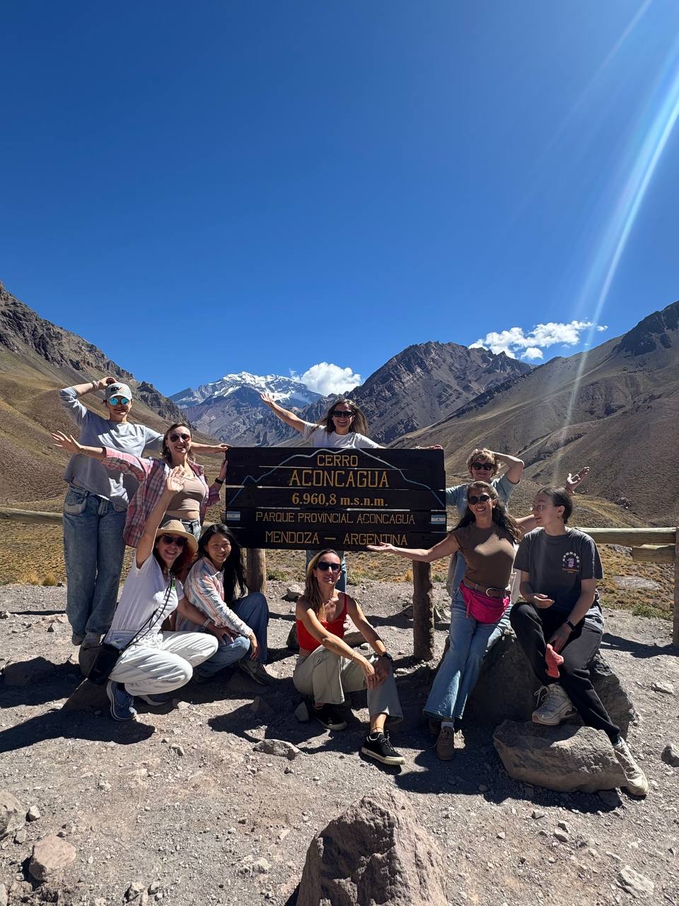 The group at the Cerro Aconcagua sign